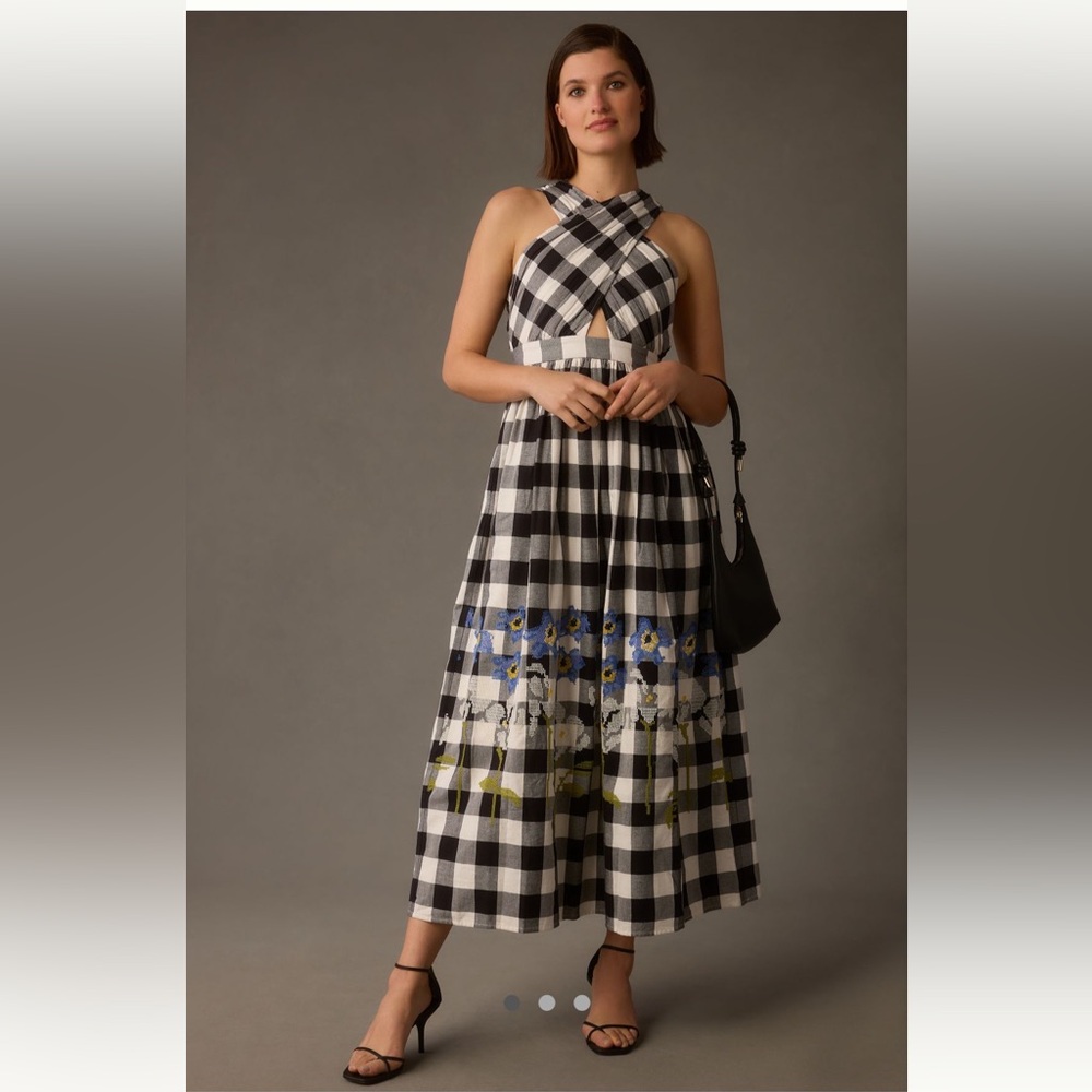 Anthropologie Verb by Pallavi Singhee Gingham Halter Dress - Picture 1 of 16